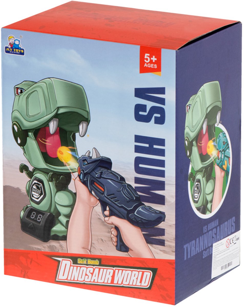 Dinosaurus Doelschiet Speelgoed – 2 Luchtgedreven Speelgoedpistolen + 20 Schuimballen, Met Licht- en Geluidsscoreteller, Veilig en Educatief Richtspel voor Kinderen