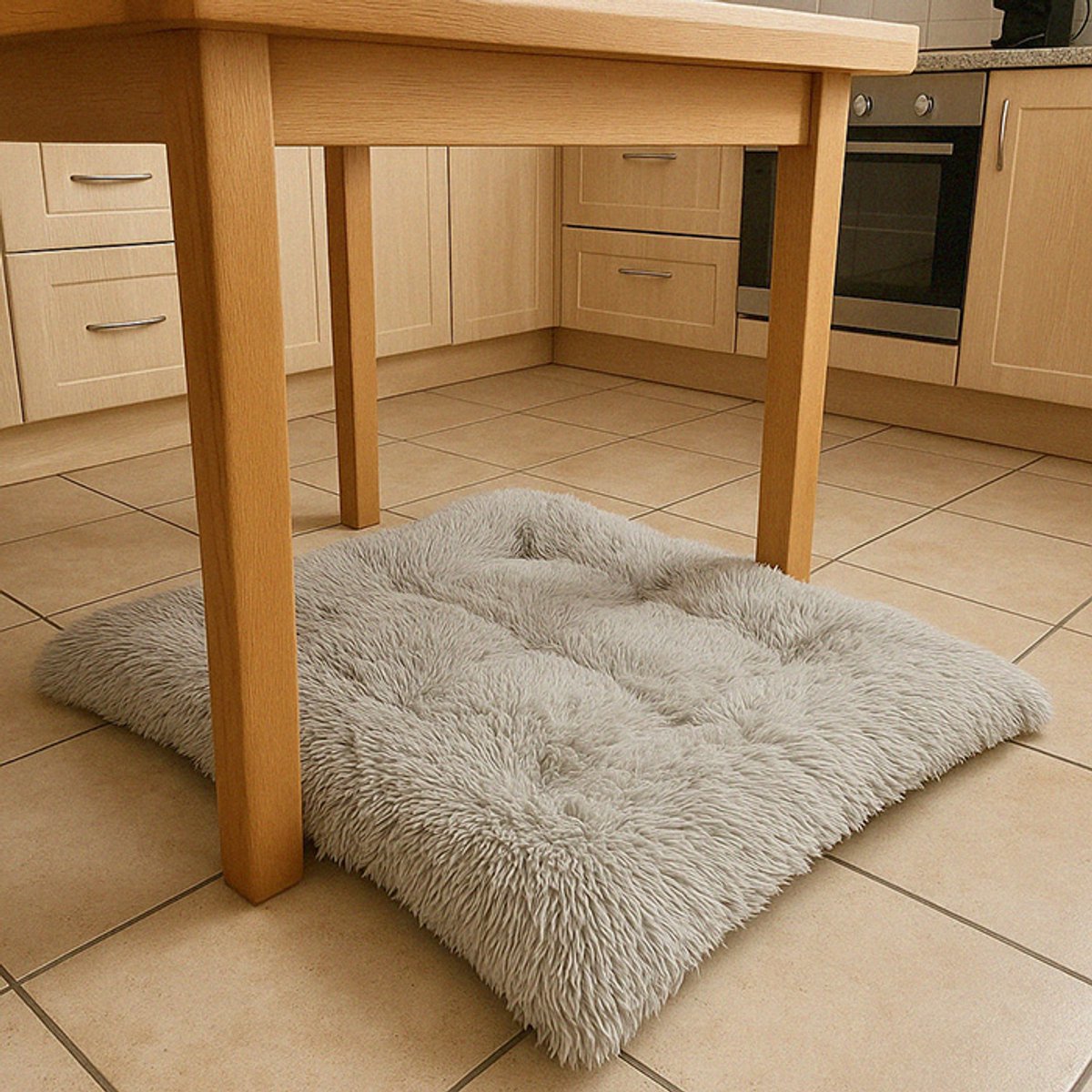 Hond & Kat Pluche Bed 115 × 80 × 6 cm – Extra Groot Grijs Pluche Huisdierkussen – Zacht Polyester Slaapmatje voor Honden & Katten – Anti-Slip Comfort Huisdierbed