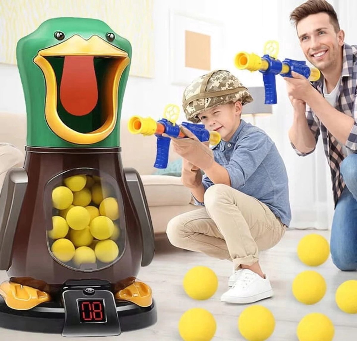 Hungry Duck - Interactief Eendenschietspel | Spannend Arcadeplezier voor het Hele Gezin! LCD scorebord,Spel Doel Schieten Pistolen Luid!