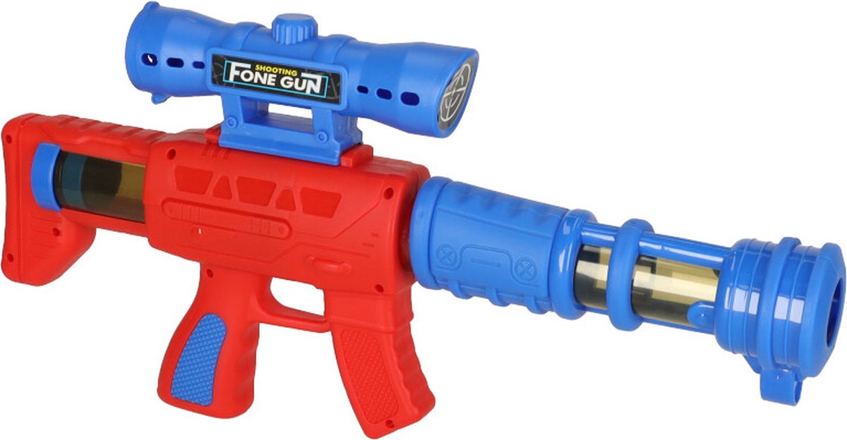 Doelschieten Arcadespel – Inclusief Geweer & 12 Zachte Ballen – Schietschijf met 9 Doelen – Rood/Blauw – Educatief Schietspel voor Kinderen 3+