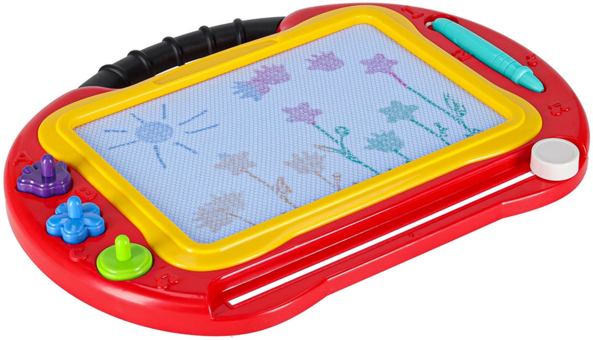 Magnetische 2-in-1 Educatieve en Teken tafel- Tekenbord– Met Magische Wisbare Pen, Stempels en 4-Kleuren Bord (3+ Jaar)