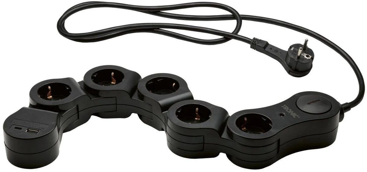 Flexibele Stekkerdoos met USB & Overspanningsbeveiliging – 3680W, 1.5m Kabel, Platte Stekker, Ideaal voor Thuis & Kantoor!