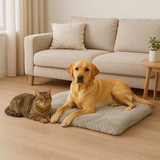 Hond & Kat Pluche Bed 115 × 80 × 6 cm – Extra Groot Grijs Pluche Huisdierkussen – Zacht Polyester Slaapmatje voor Honden & Katten – Anti-Slip Comfort Huisdierbed