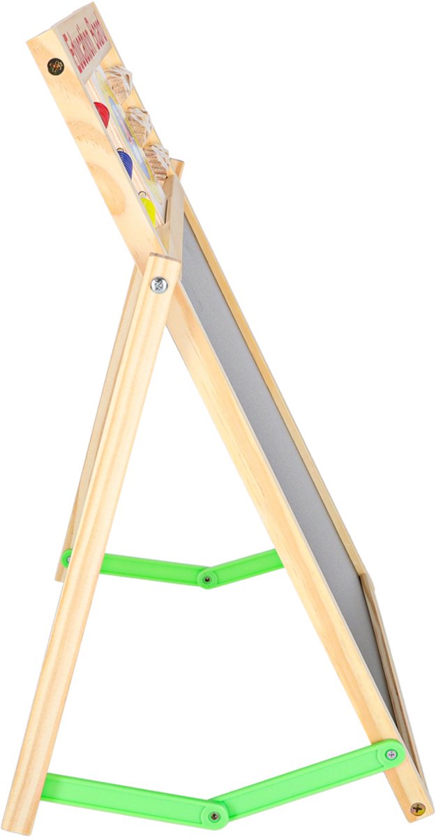 Dubbelzijdig Magnetisch Schoolbord met Houten Klok – LET OP AFMETING 42x32,5 cm – Educatief Speelgoed - Whiteboard -Krijtbord