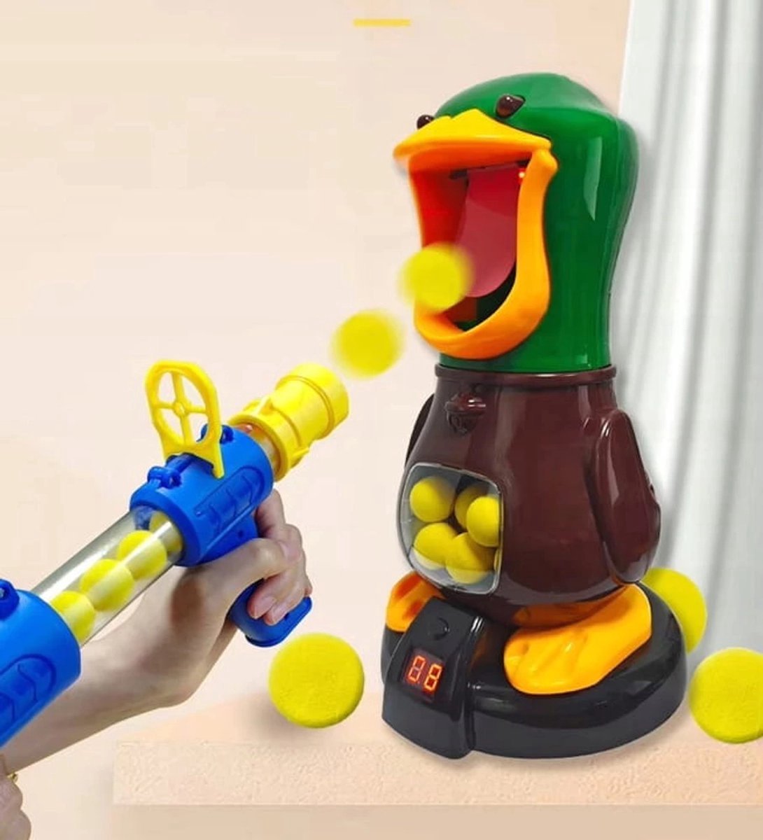 Hungry Duck - Interactief Eendenschietspel | Spannend Arcadeplezier voor het Hele Gezin! LCD scorebord,Spel Doel Schieten Pistolen Luid!