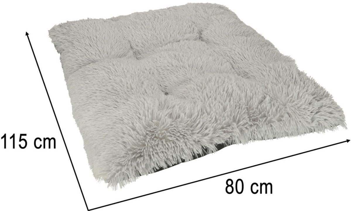 Hond & Kat Pluche Bed 115 × 80 × 6 cm – Extra Groot Grijs Pluche Huisdierkussen – Zacht Polyester Slaapmatje voor Honden & Katten – Anti-Slip Comfort Huisdierbed