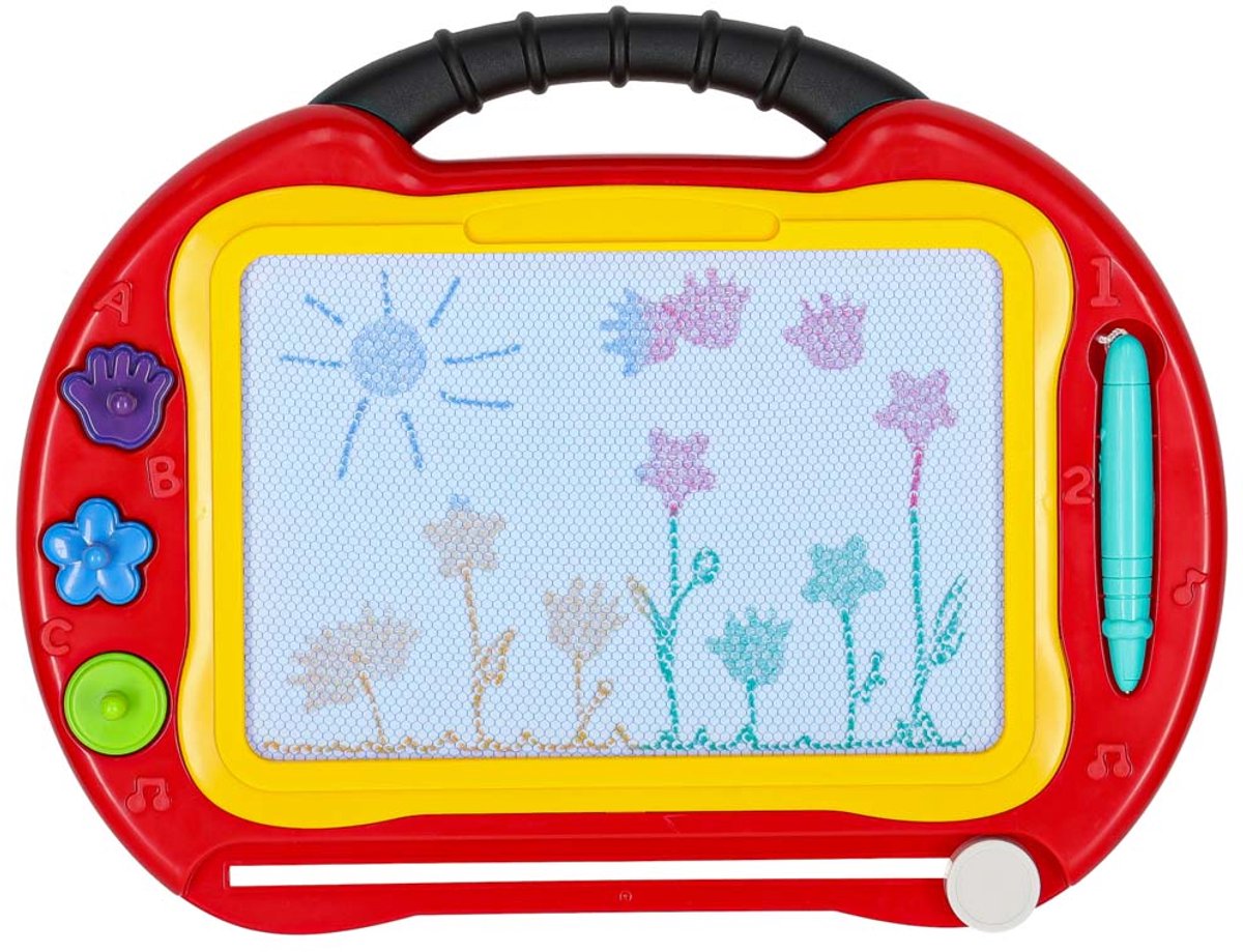 Magnetische 2-in-1 Educatieve en Teken tafel- Tekenbord– Met Magische Wisbare Pen, Stempels en 4-Kleuren Bord (3+ Jaar)