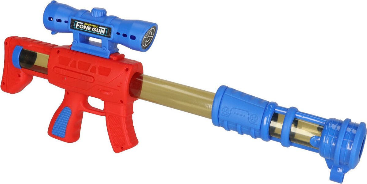 Doelschieten Arcadespel – Inclusief Geweer & 12 Zachte Ballen – Schietschijf met 9 Doelen – Rood/Blauw – Educatief Schietspel voor Kinderen 3+