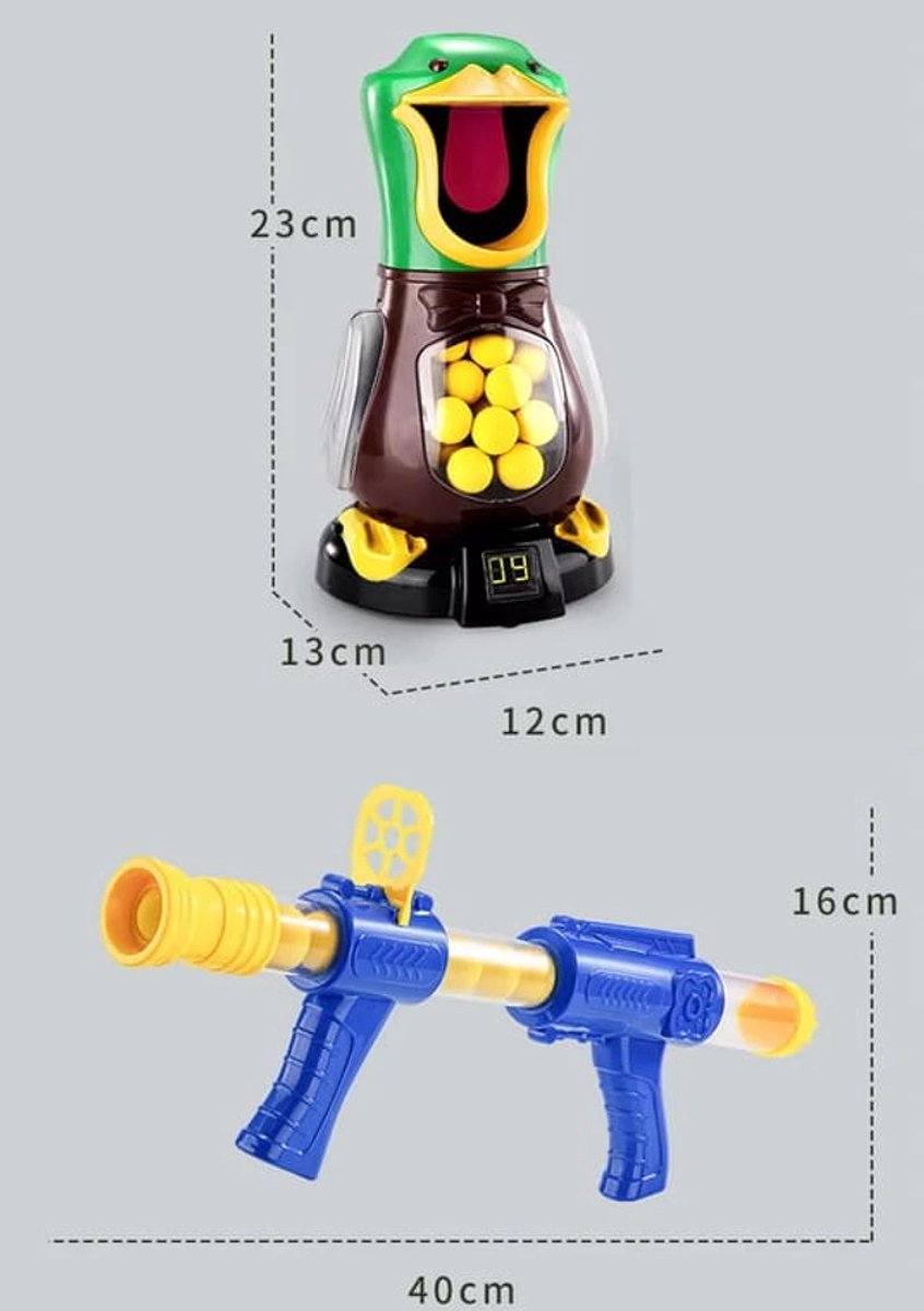 Hungry Duck - Interactief Eendenschietspel | Spannend Arcadeplezier voor het Hele Gezin! LCD scorebord,Spel Doel Schieten Pistolen Luid!