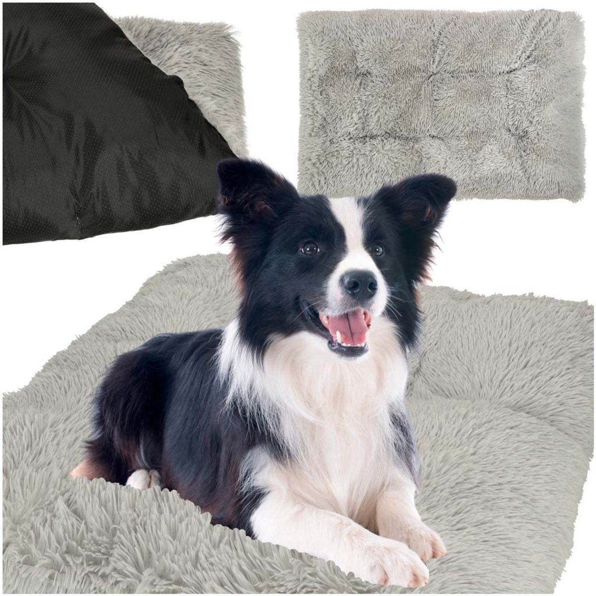 Hond & Kat Pluche Bed 115 × 80 × 6 cm – Extra Groot Grijs Pluche Huisdierkussen – Zacht Polyester Slaapmatje voor Honden & Katten – Anti-Slip Comfort Huisdierbed