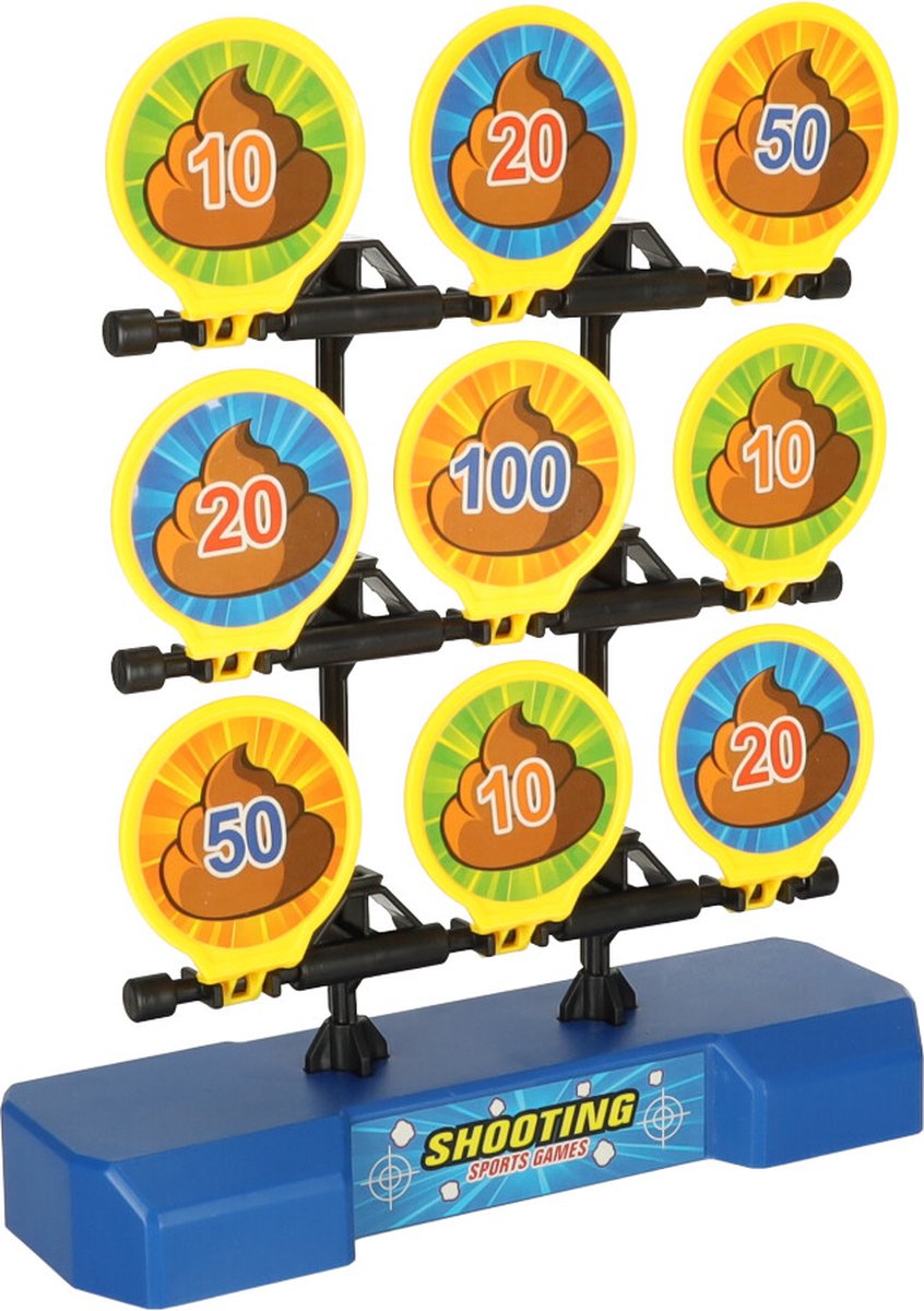 Doelschieten Arcadespel – Inclusief Geweer & 12 Zachte Ballen – Schietschijf met 9 Doelen – Rood/Blauw – Educatief Schietspel voor Kinderen 3+