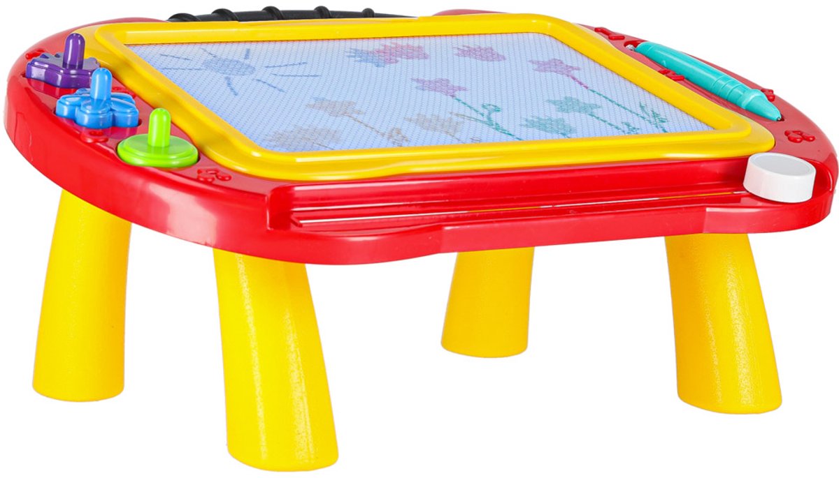 Magnetische 2-in-1 Educatieve en Teken tafel- Tekenbord– Met Magische Wisbare Pen, Stempels en 4-Kleuren Bord (3+ Jaar)