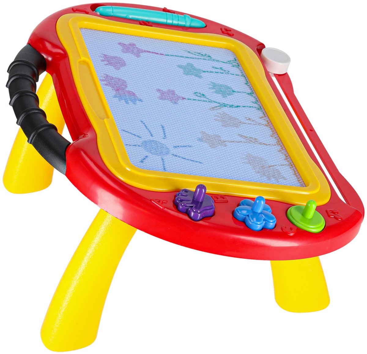 Magnetische 2-in-1 Educatieve en Teken tafel- Tekenbord– Met Magische Wisbare Pen, Stempels en 4-Kleuren Bord (3+ Jaar)