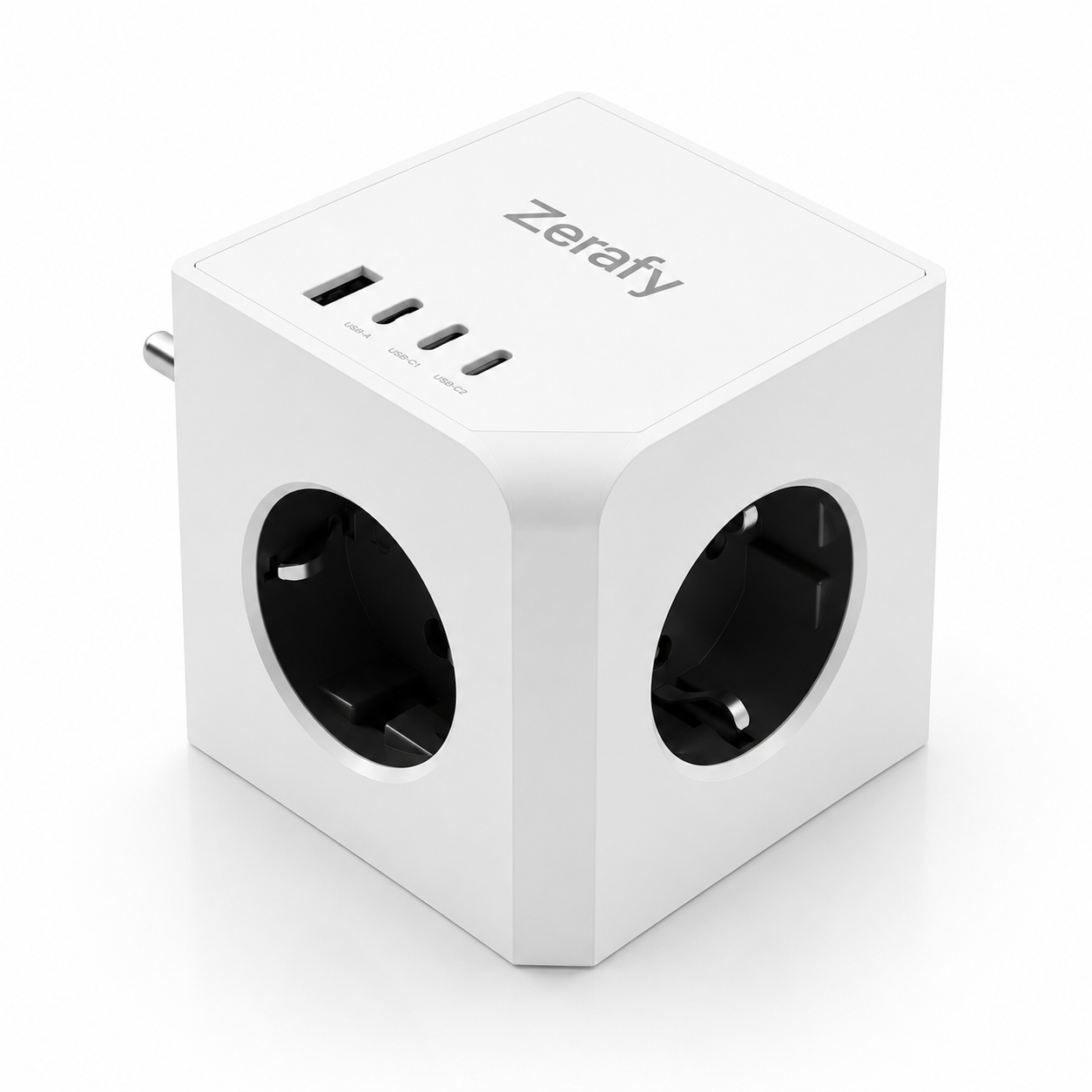 Zerafy Stekkerdoos met 20W USB-C PD Snellader - 3 Stopcontacten - 2 USB-C & 1 USB-A - Overspanningsbeveiliging - Wit