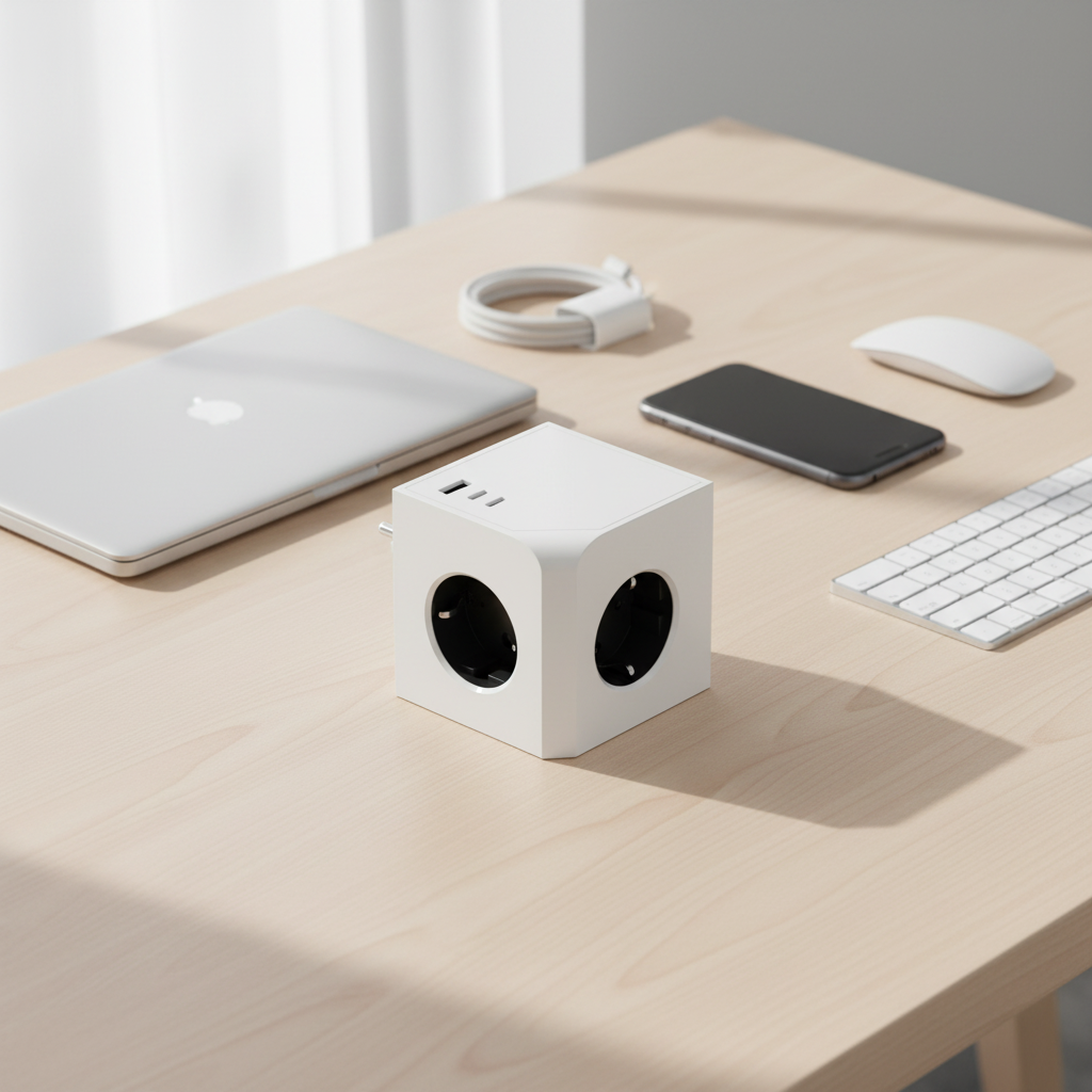 Zerafy Stekkerdoos met 20W USB-C PD Snellader - 3 Stopcontacten - 2 USB-C & 1 USB-A - Overspanningsbeveiliging - Wit