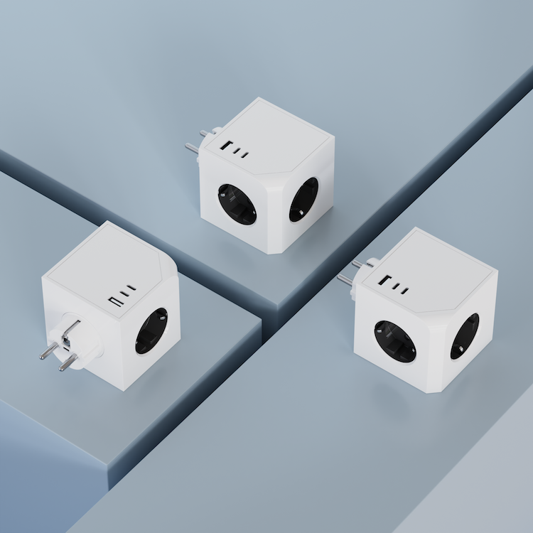Zerafy Stekkerdoos met 20W USB-C PD Snellader - 3 Stopcontacten - 2 USB-C & 1 USB-A - Overspanningsbeveiliging - Wit