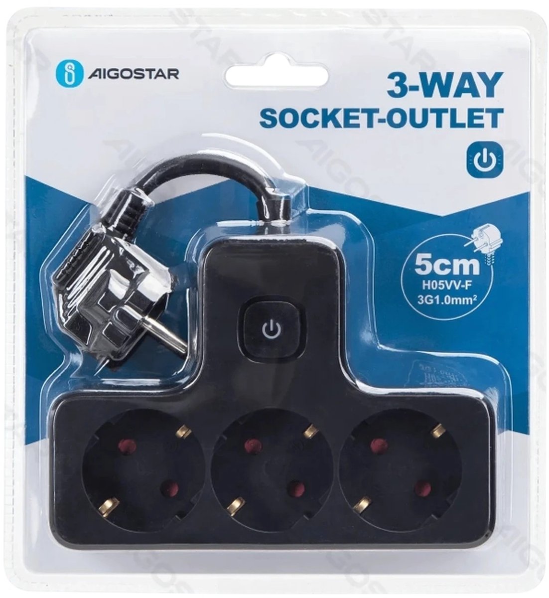 Gratis verzending .Stekkerdoos 3-voudig T-model – Korte Kabel 5 cm – 16A 250V – Max. 3680W – Met Schakelaar – Zwart PP – Binnengebruik